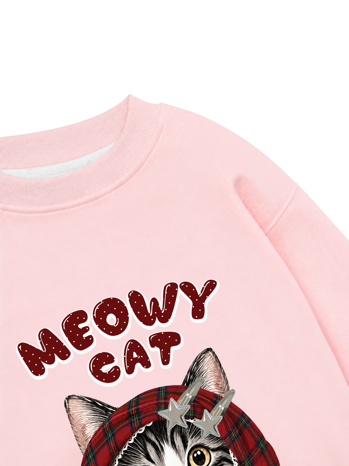 Áo Sweater Nỉ Hai Da Meowy Cat Red Xmas Plaid