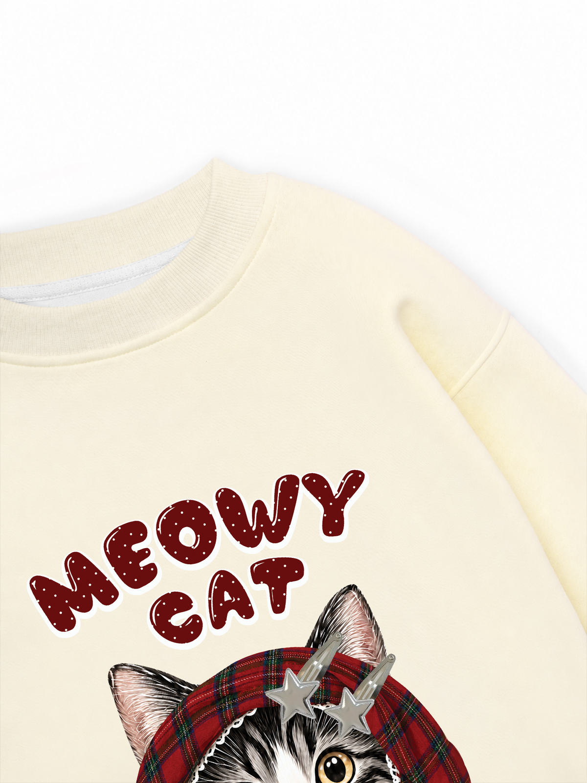 Áo Sweater Nỉ Hai Da Meowy Cat Red Xmas Plaid
