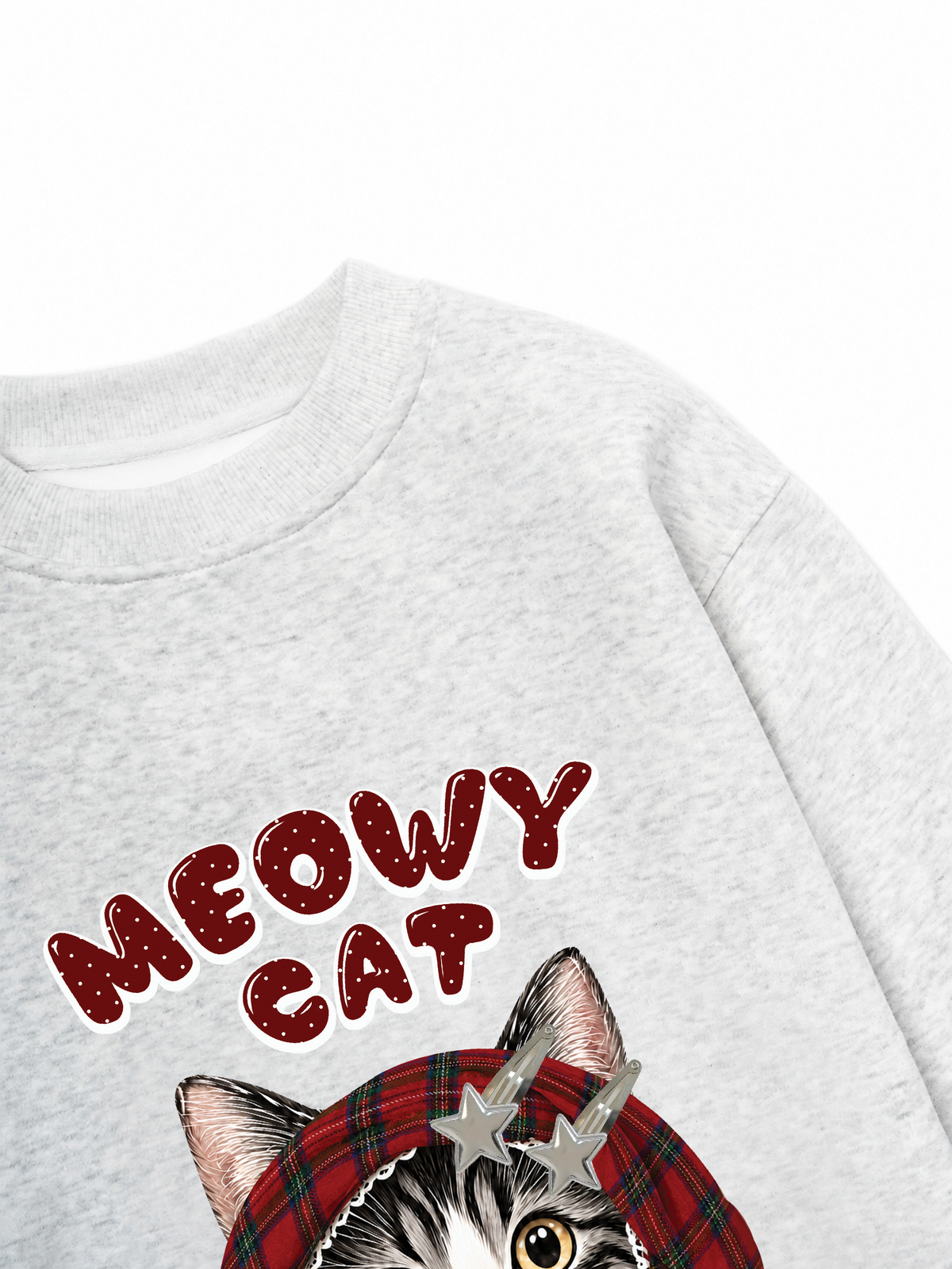 Áo Sweater Nỉ Hai Da Meowy Cat Red Xmas Plaid