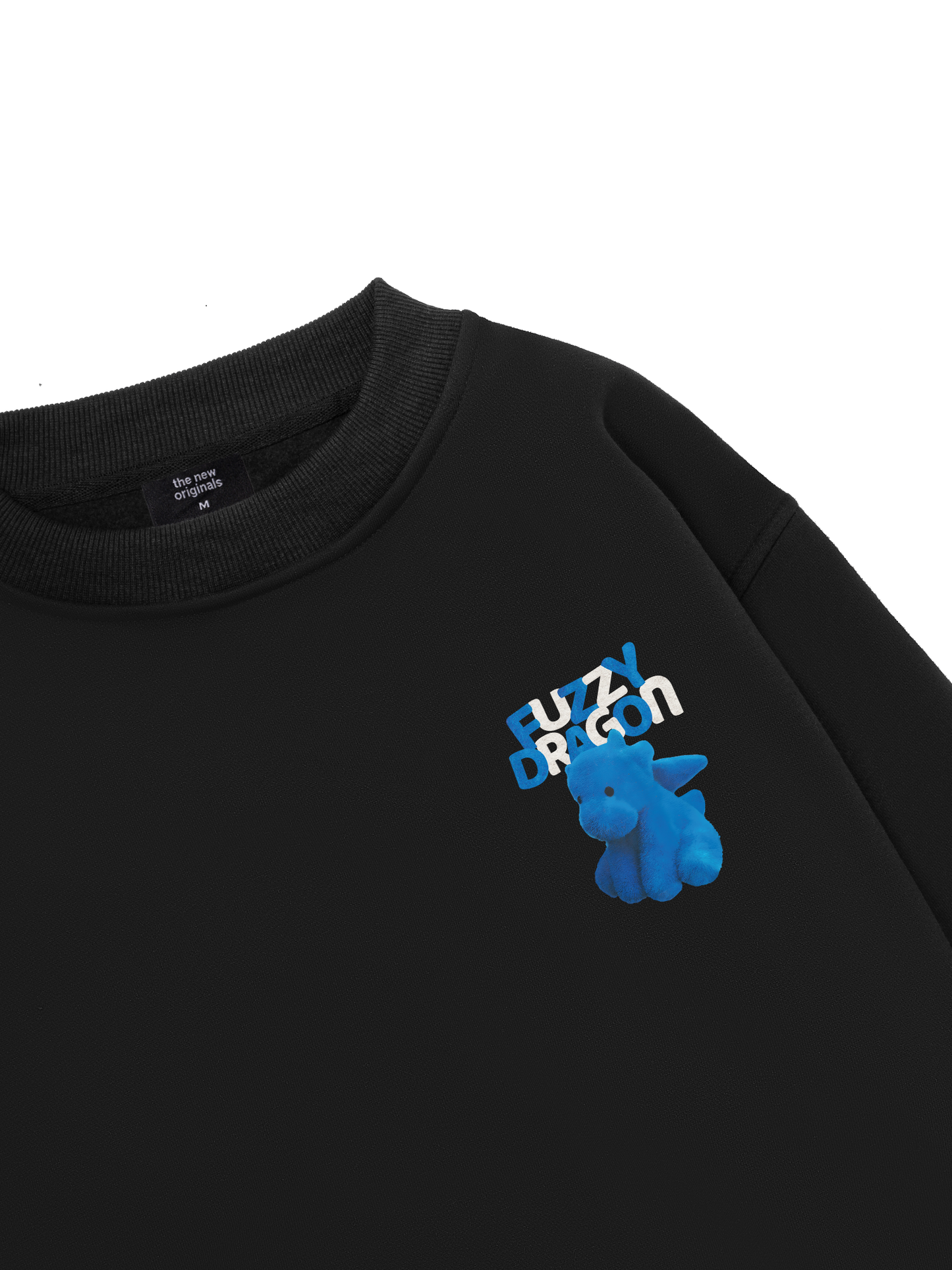 Fuzzy Font Dragon Blue Sweater