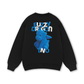 Fuzzy Font Dragon Blue Sweater