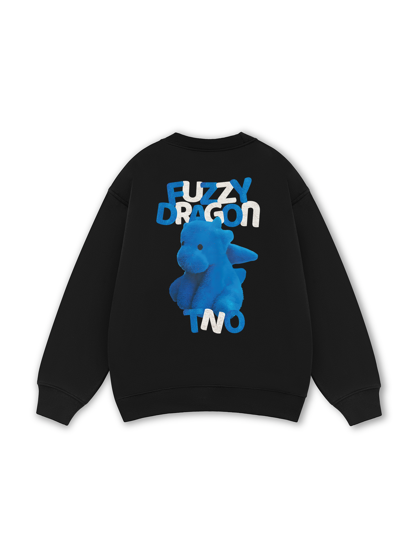 Fuzzy Font Dragon Blue Sweater