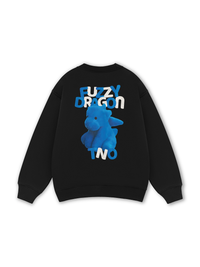Fuzzy Font Dragon Blue Sweater