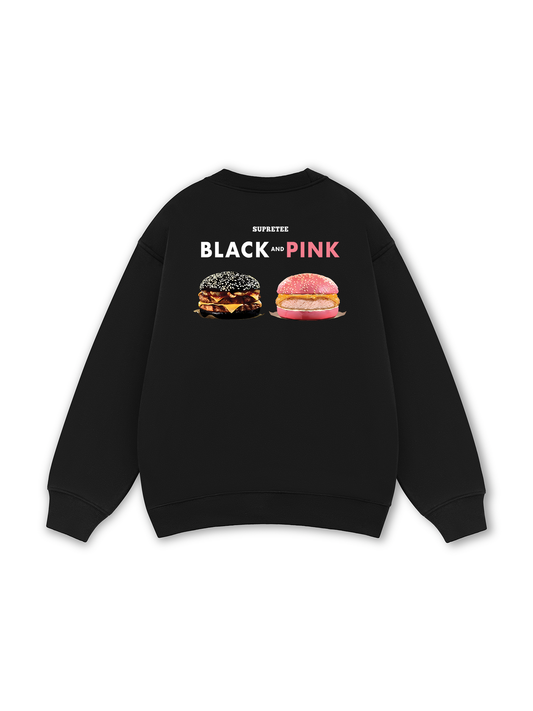 Sweet Pastry Black Pink Meow Meow Strawberry Sweater
