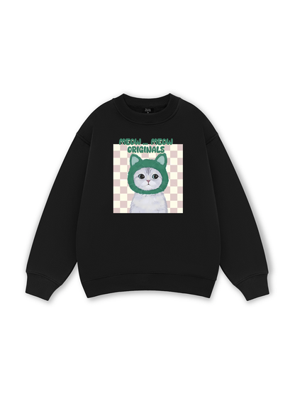 Animal Mood Meow Green Pink Sweater