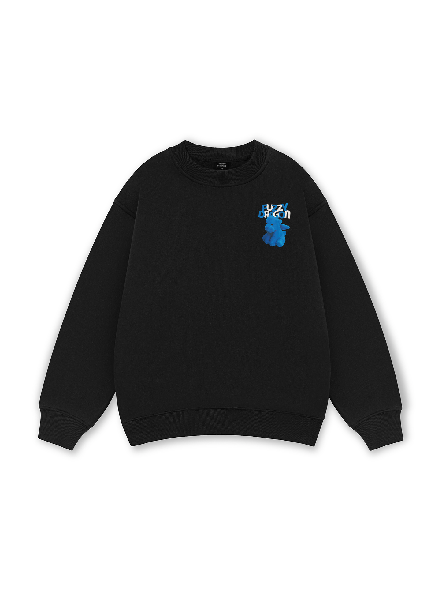 Fuzzy Font Dragon Blue Sweater