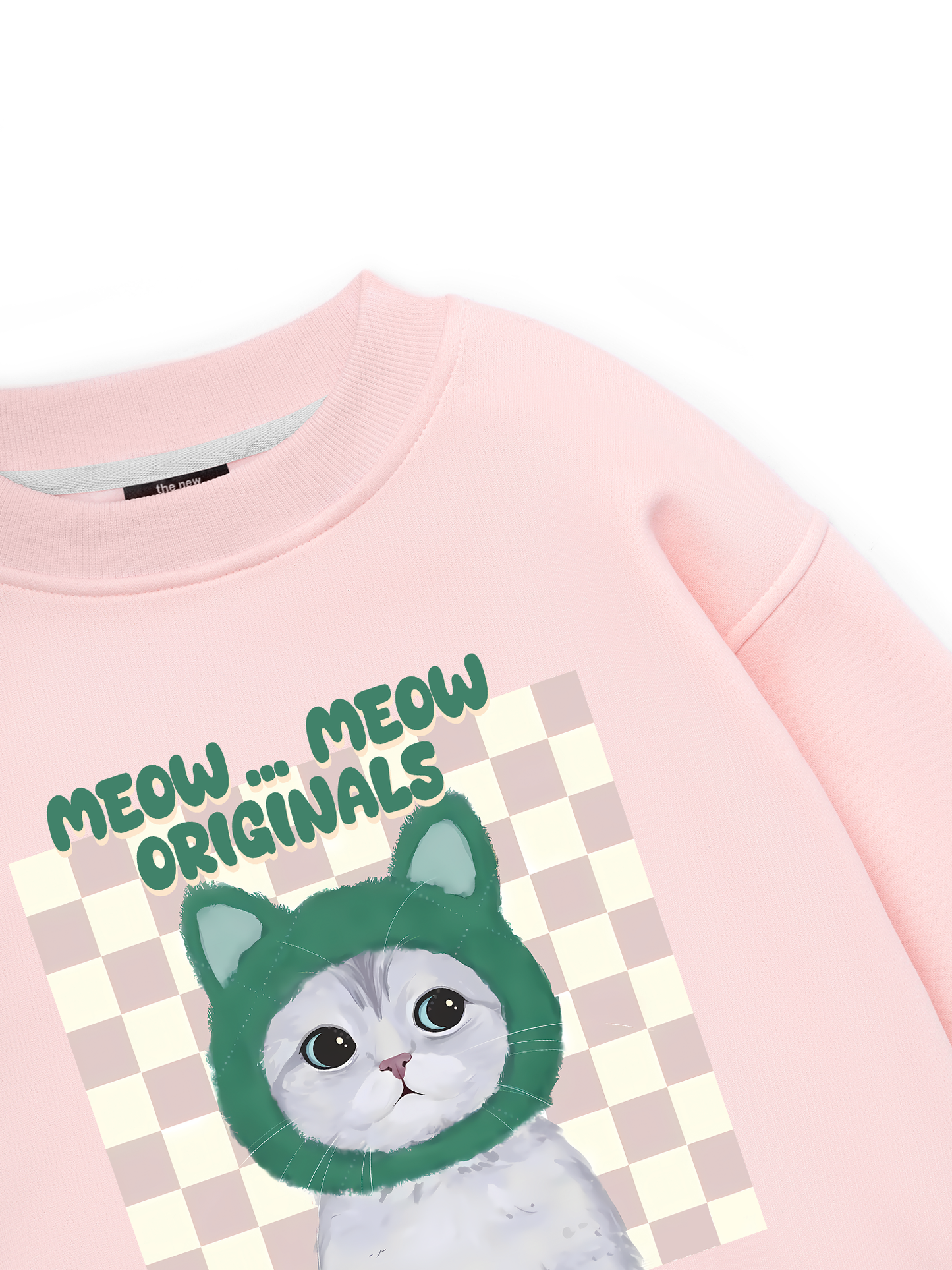 Animal Mood Meow Green Pink Sweater