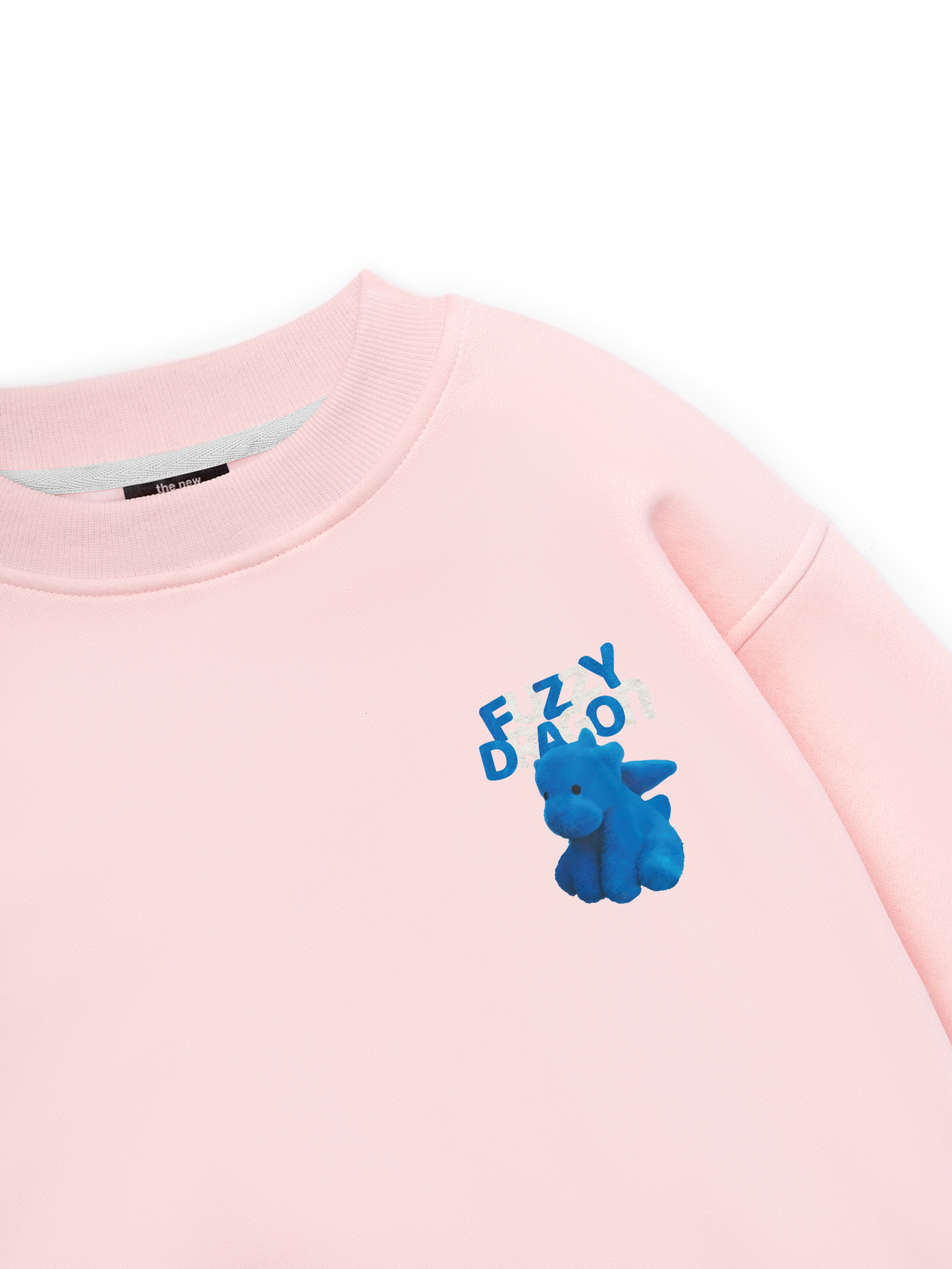 Fuzzy Font Dragon Blue Sweater