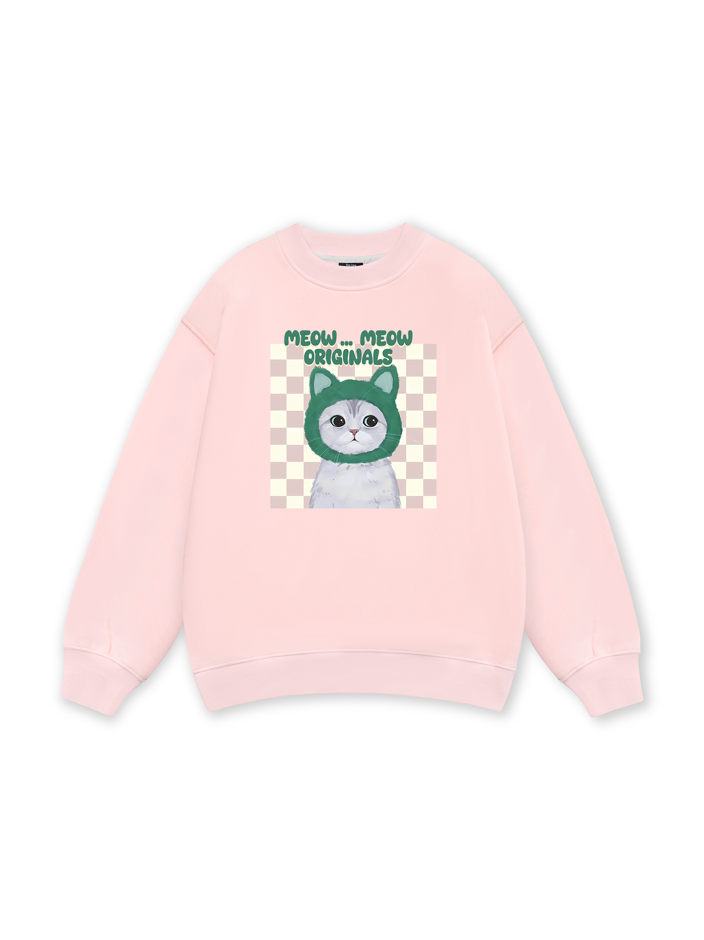 Animal Mood Meow Green Pink Sweater