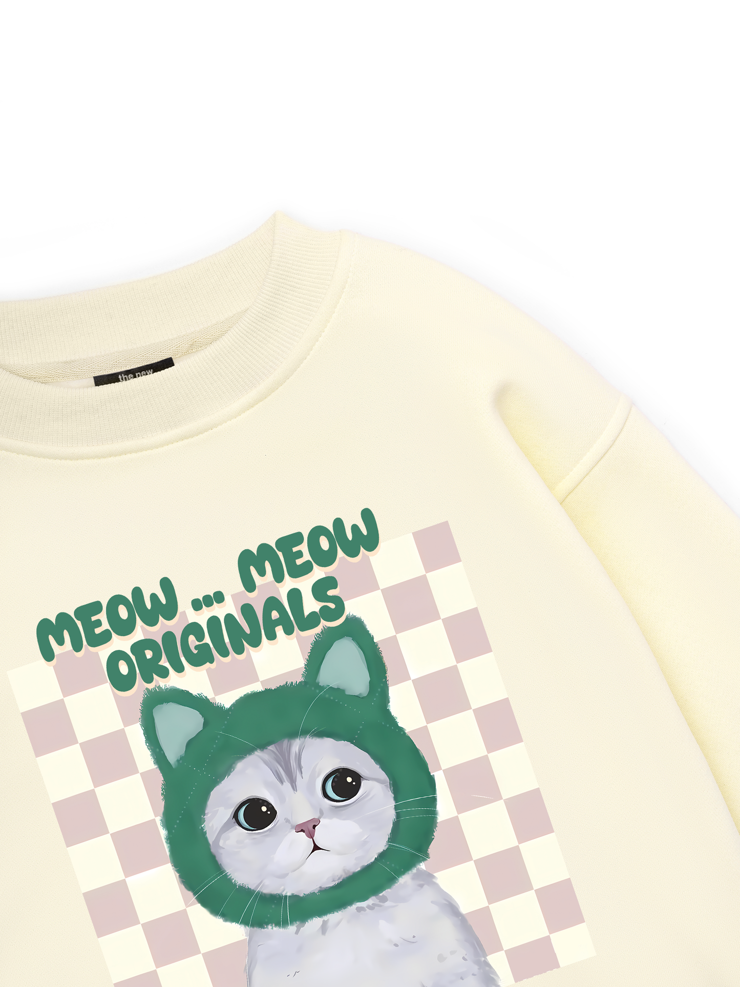 Animal Mood Meow Green Pink Sweater