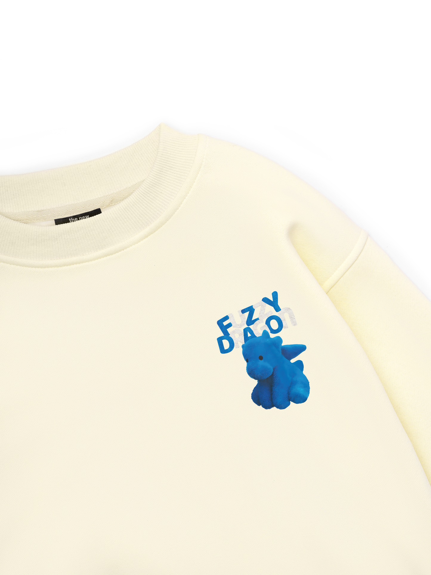 Fuzzy Font Dragon Blue Sweater