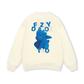 Fuzzy Font Dragon Blue Sweater
