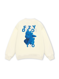 Fuzzy Font Dragon Blue Sweater