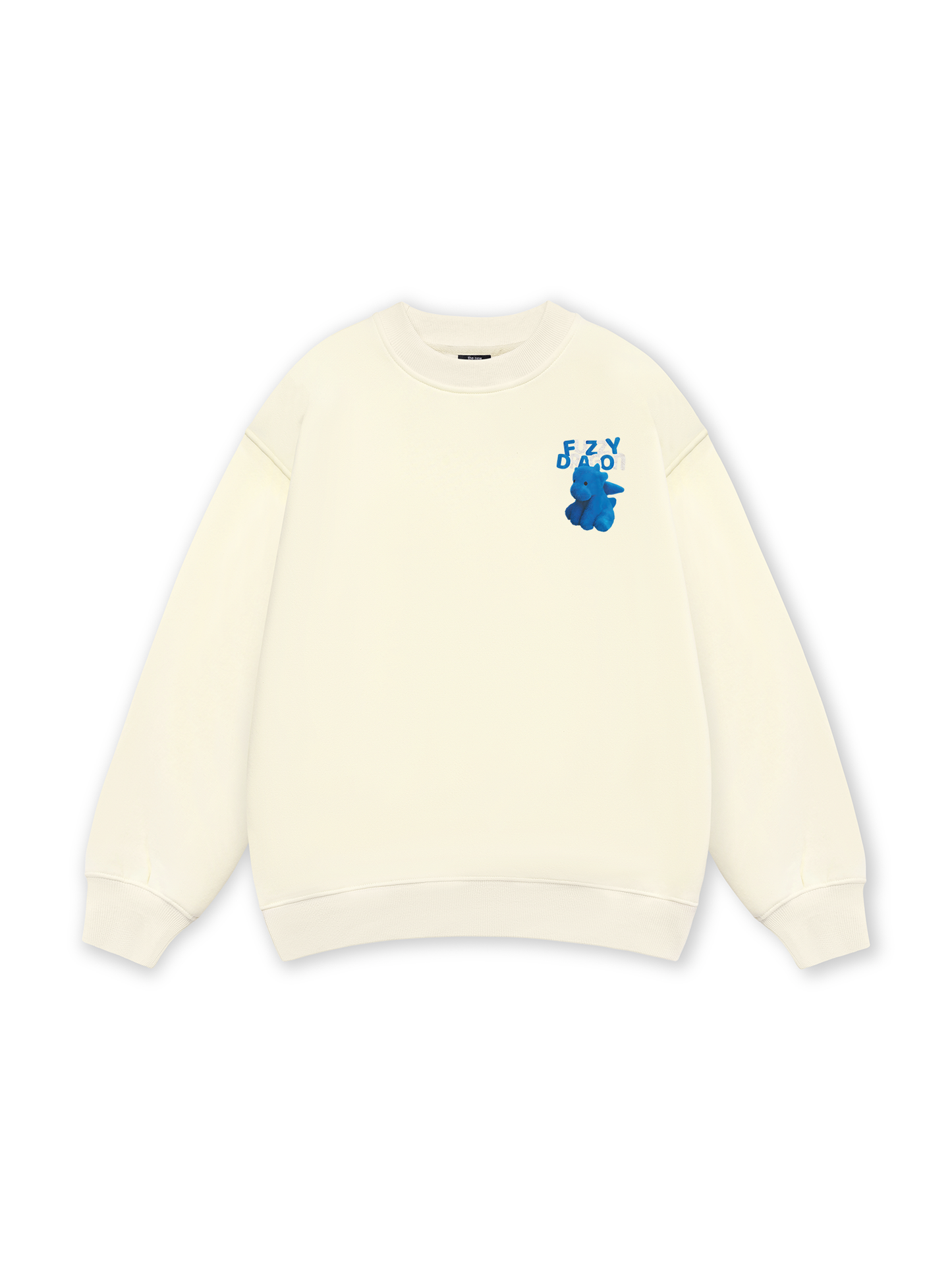 Fuzzy Font Dragon Blue Sweater