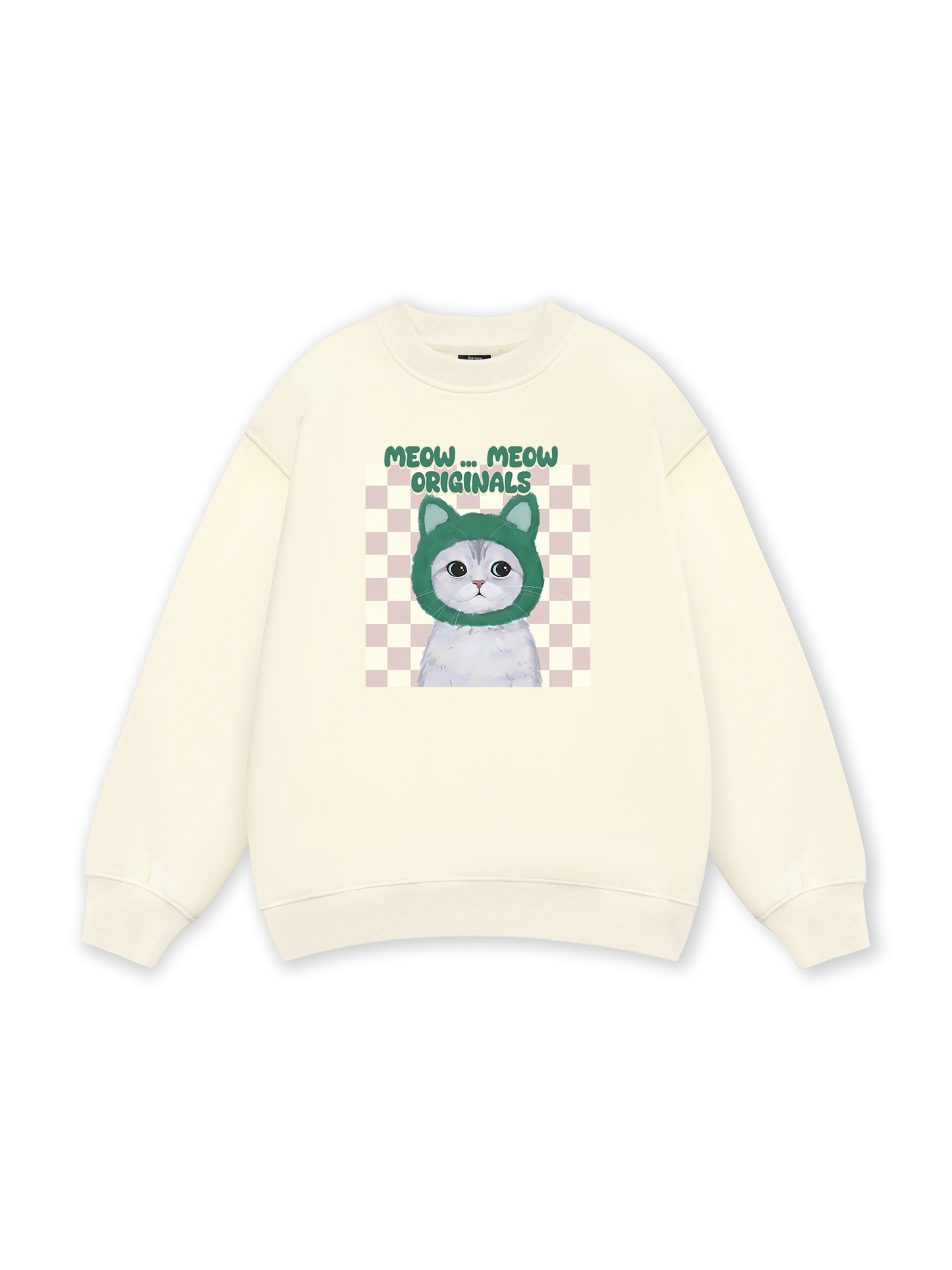 Animal Mood Meow Green Pink Sweater