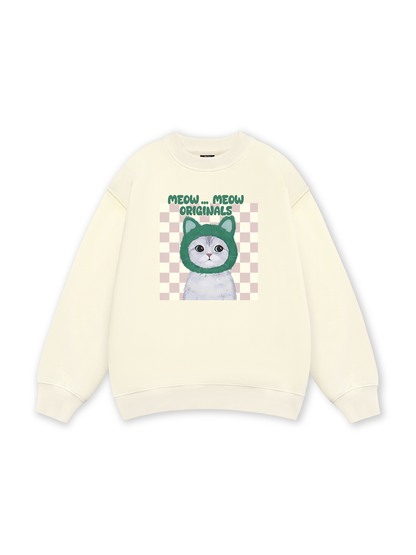 Animal Mood Meow Green Pink Sweater
