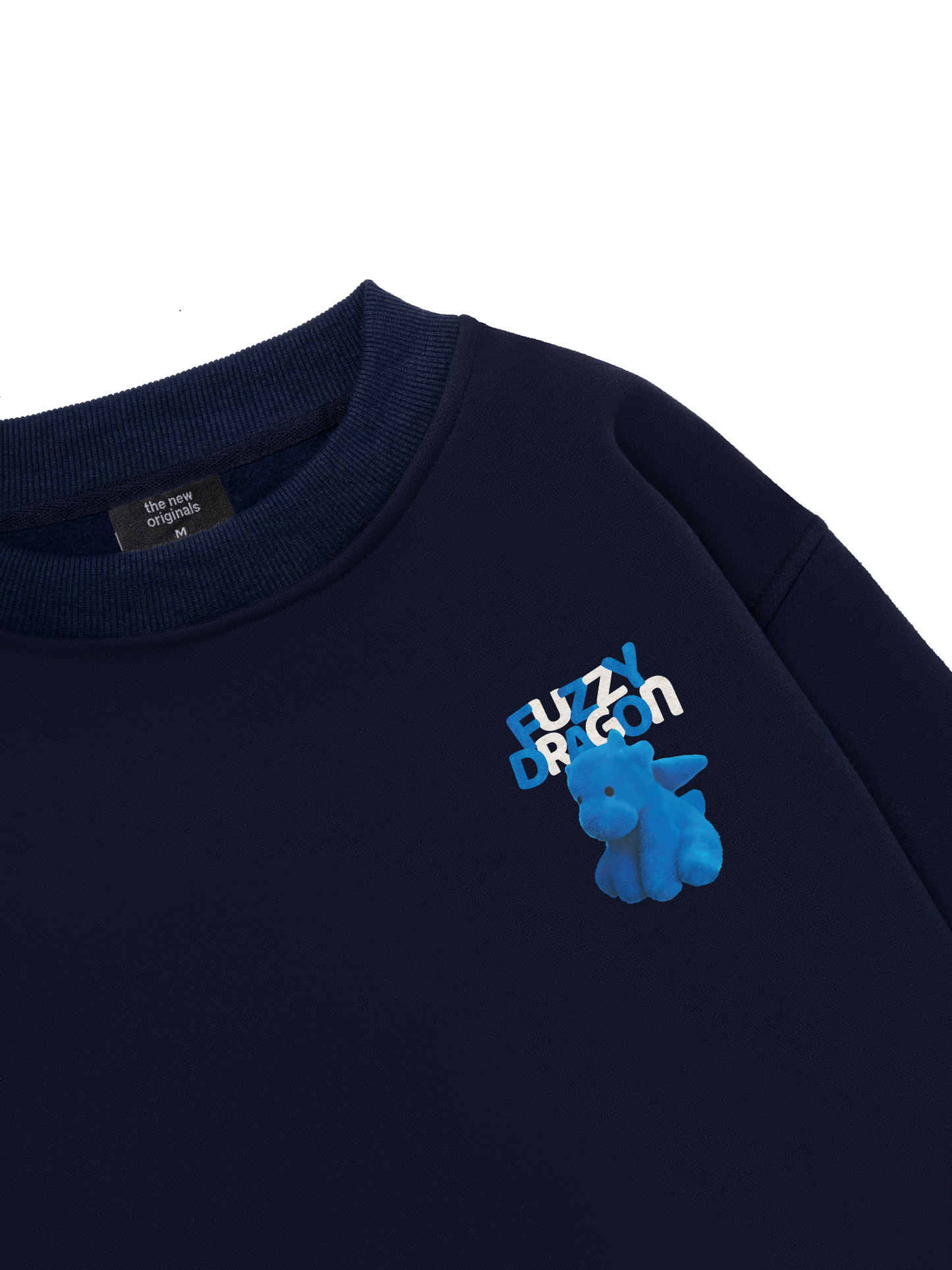 Fuzzy Font Dragon Blue Sweater