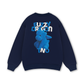 Fuzzy Font Dragon Blue Sweater