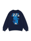 Fuzzy Font Dragon Blue Sweater