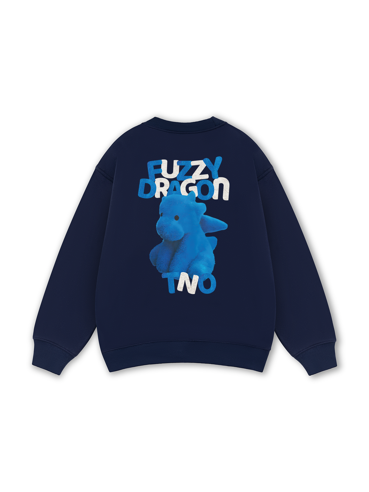 Fuzzy Font Dragon Blue Sweater