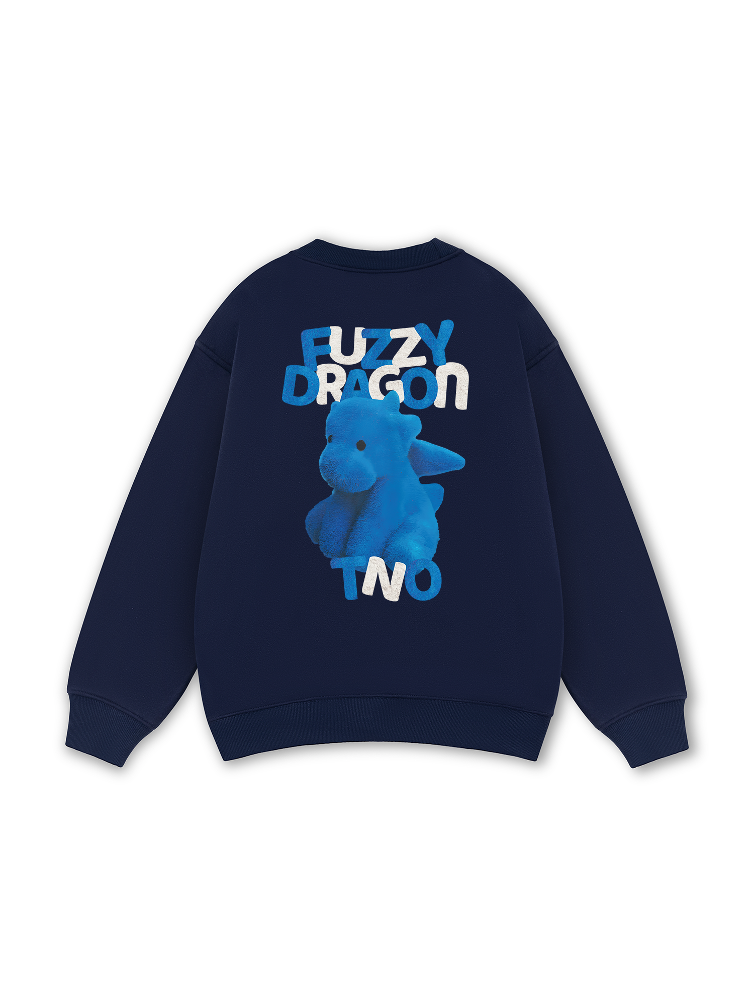 Fuzzy Font Dragon Blue Sweater