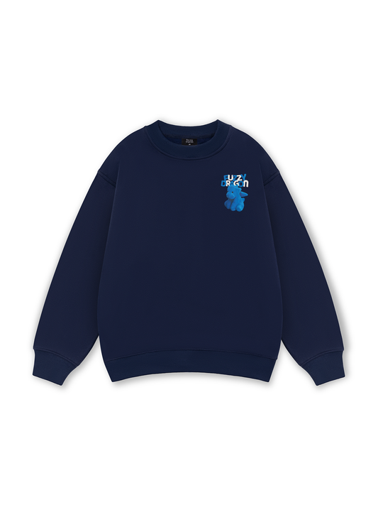 Fuzzy Font Dragon Blue Sweater