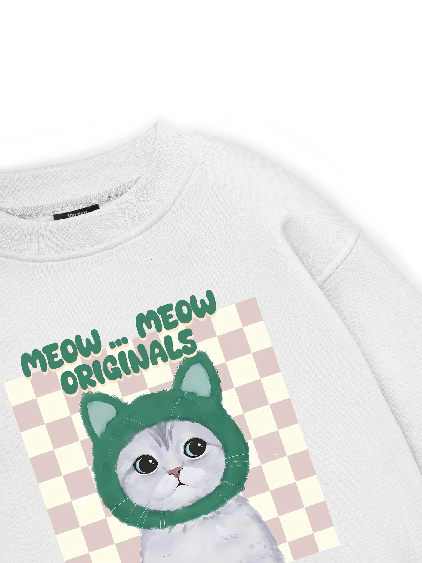 Animal Mood Meow Green Pink Sweater