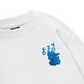 Fuzzy Font Dragon Blue Sweater