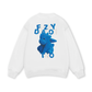 Fuzzy Font Dragon Blue Sweater