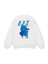 Fuzzy Font Dragon Blue Sweater