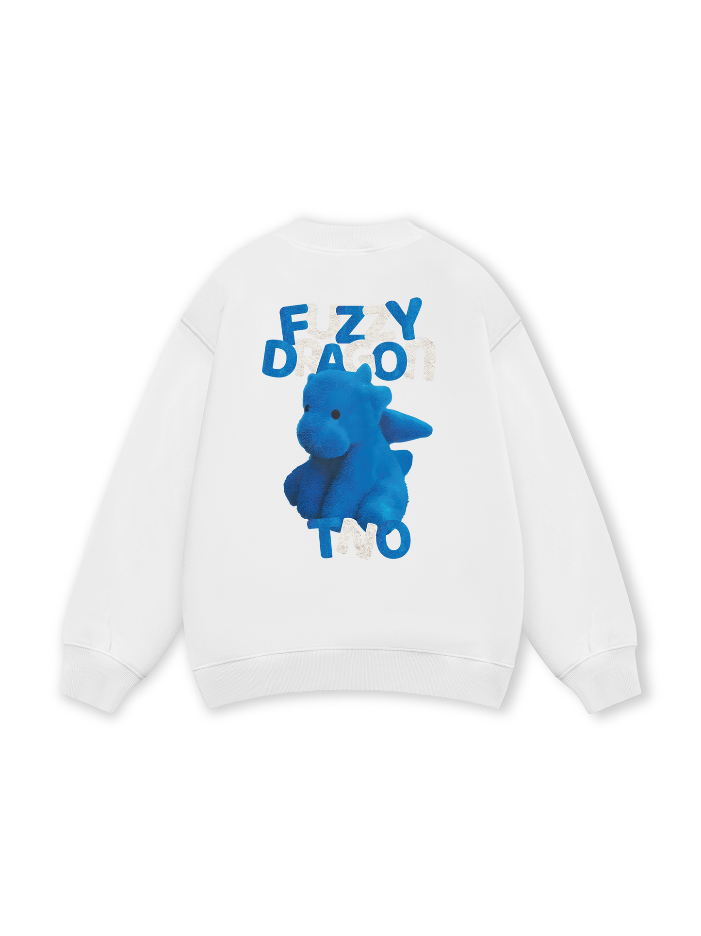 Fuzzy Font Dragon Blue Sweater