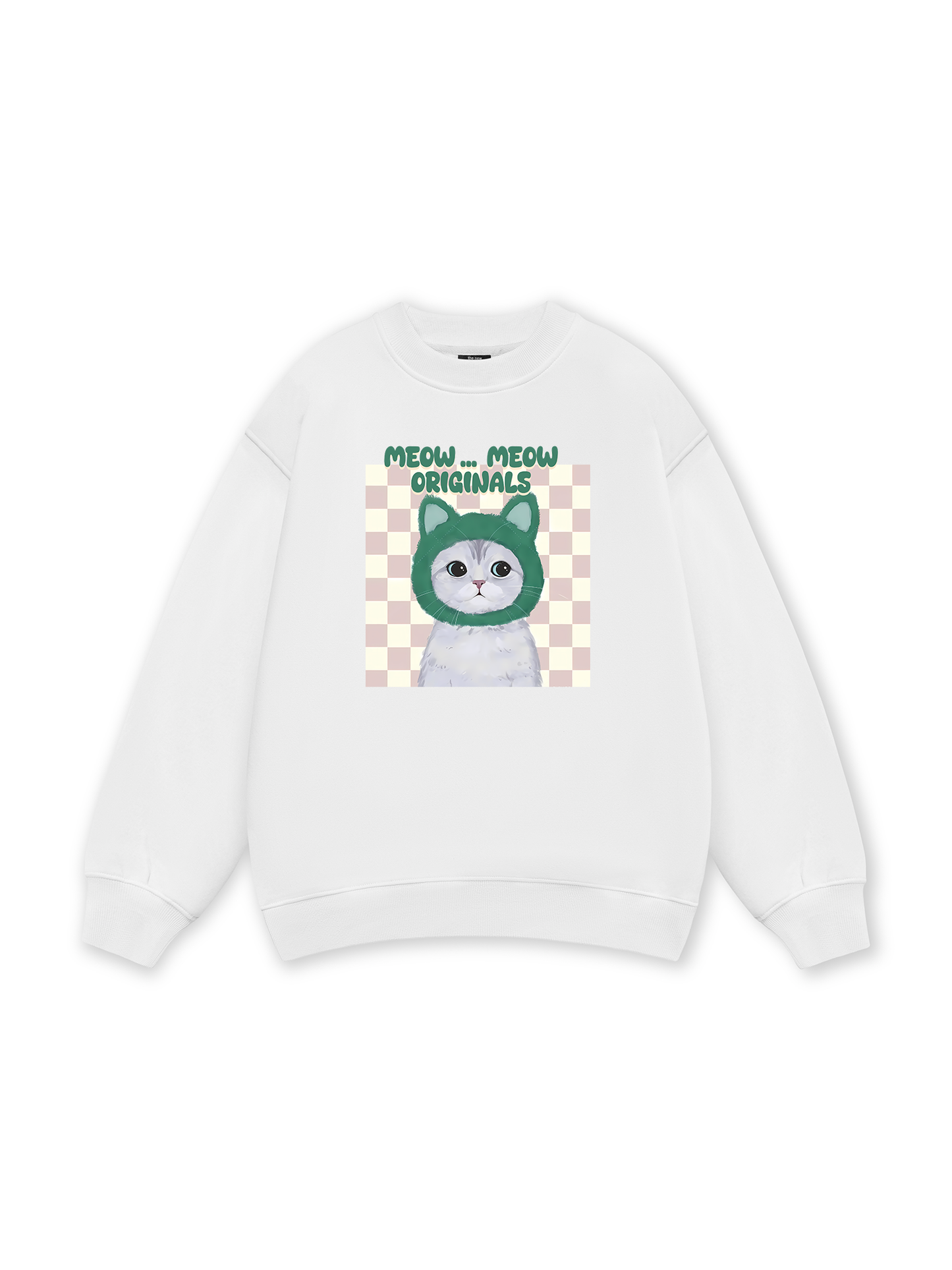 Animal Mood Meow Green Pink Sweater