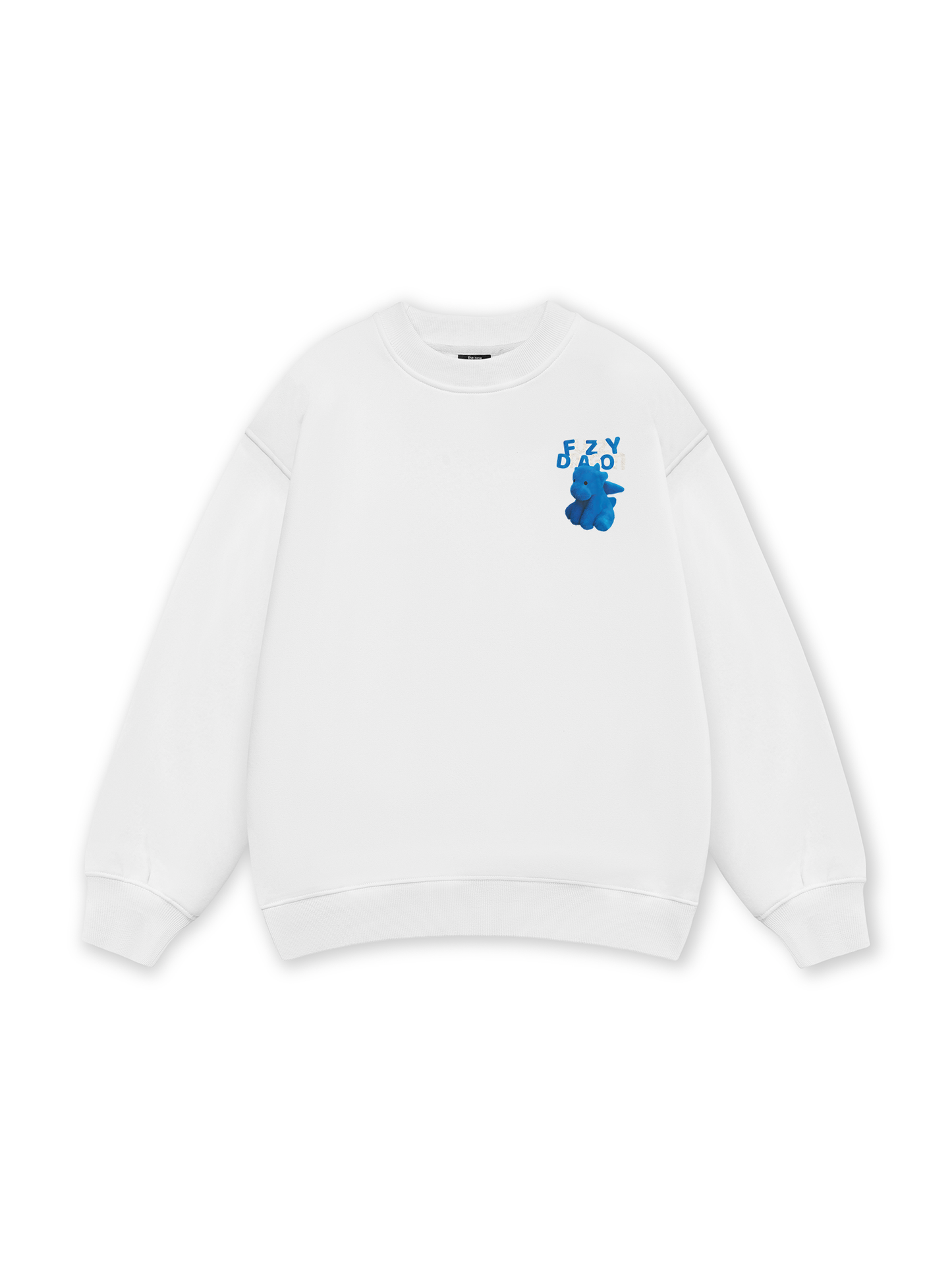 Fuzzy Font Dragon Blue Sweater