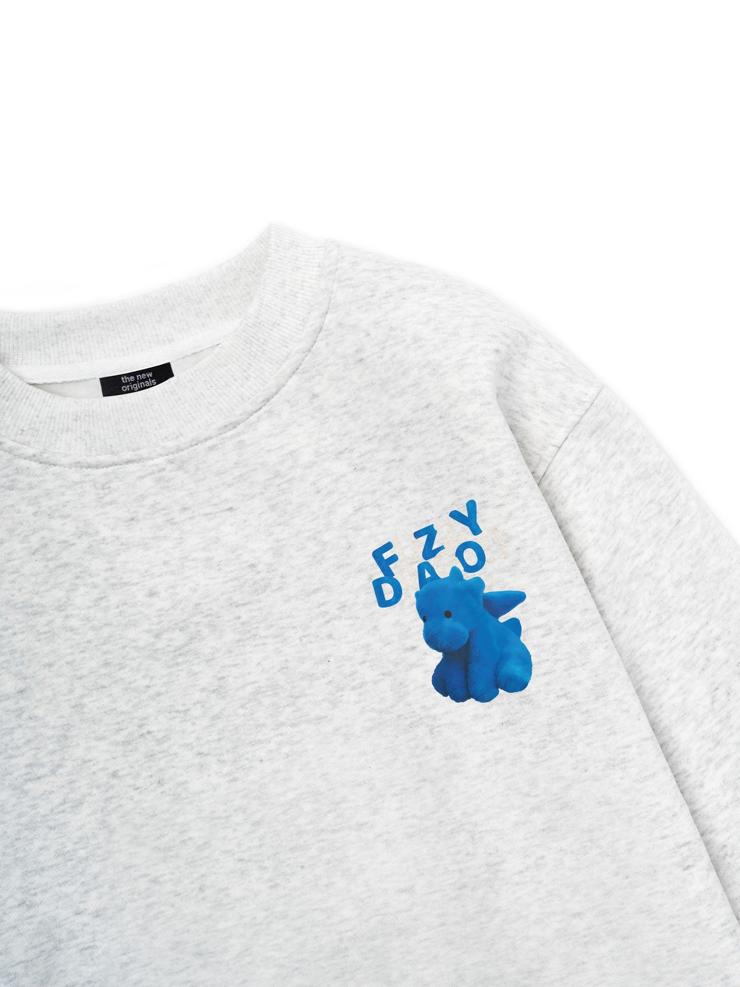 Fuzzy Font Dragon Blue Sweater