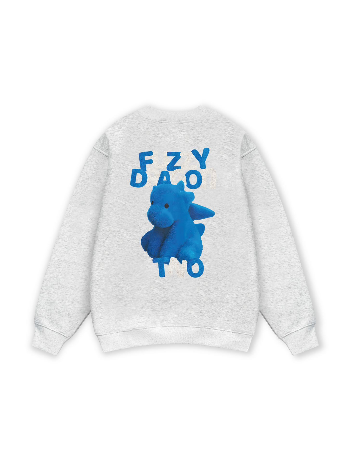 Fuzzy Font Dragon Blue Sweater