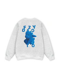 Fuzzy Font Dragon Blue Sweater