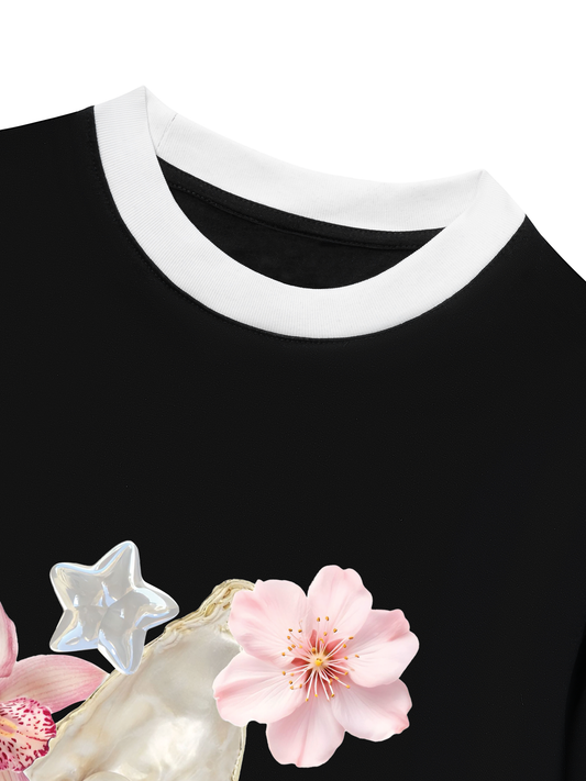 Áo Thun Ringer Relaxed Fit Pearl Bloom