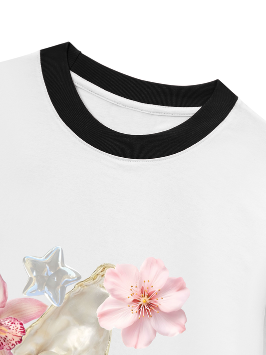 Áo Thun Ringer Relaxed Fit Pearl Bloom