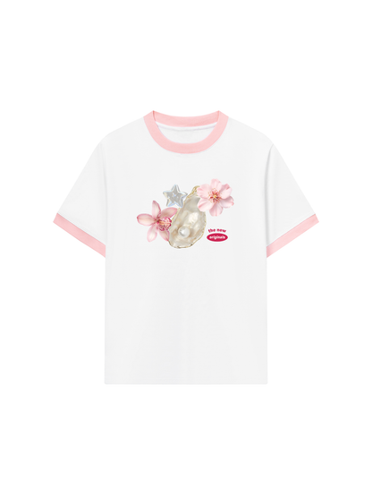 Áo Thun Ringer Relaxed Fit Pearl Bloom