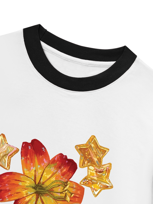 Áo Thun Ringer Relaxed Fit Blooming in the Stars