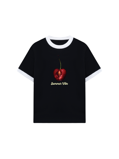 Áo Thun Ringer Relaxed Fit Cherry Summer Vibe