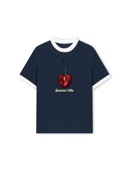 Áo Thun Ringer Relaxed Fit Cherry Summer Vibe