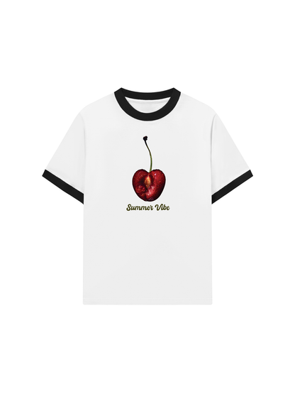 Áo Thun Ringer Relaxed Fit Cherry Summer Vibe