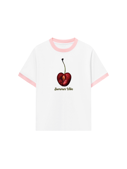 Áo Thun Ringer Relaxed Fit Cherry Summer Vibe