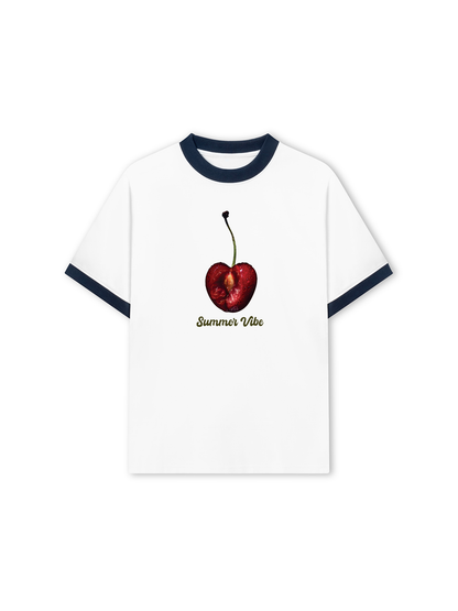 Áo Thun Ringer Relaxed Fit Cherry Summer Vibe