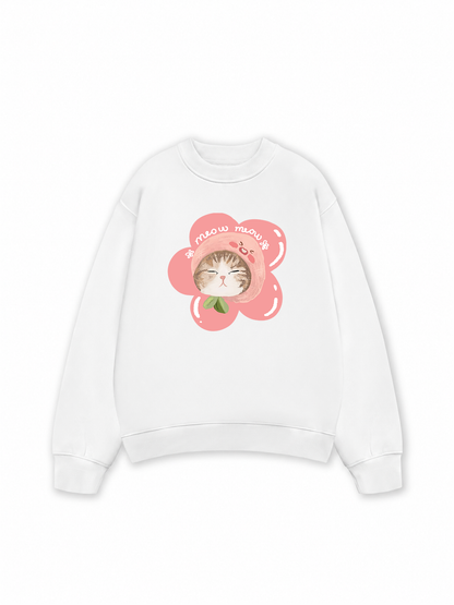Áo Sweater Nỉ Hai Da Flower Cat