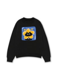 Áo Sweater Nỉ Hai Da Black Cute Cat