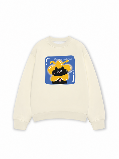 Áo Sweater Nỉ Hai Da Black Cute Cat
