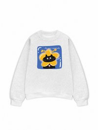 Áo Sweater Nỉ Hai Da Black Cute Cat