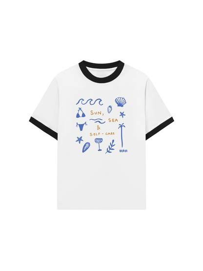 Áo Thun Ringer Relaxed Fit Sun, Sea & Self-Care